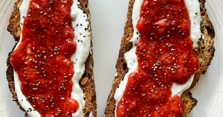 Toast with Whipped Cottage Cheese + Chia Seed Jam