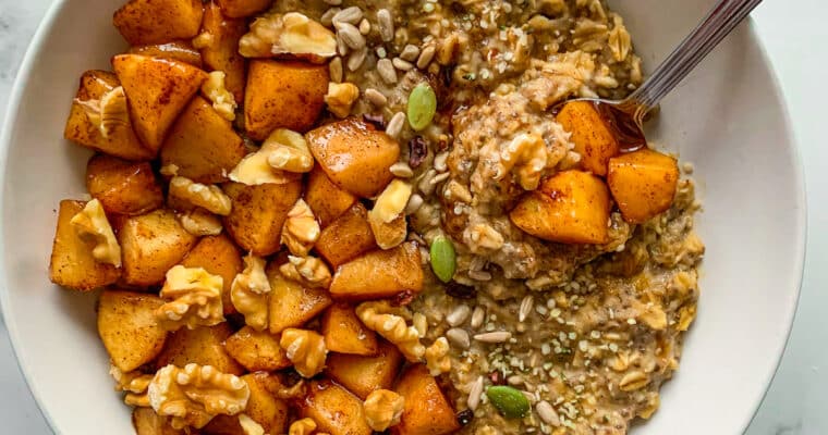 Baked Apple + Cinnamon Oatmeal with Walnuts