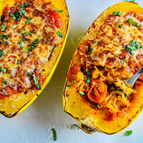Spaghetti Squash Pizza Bowls